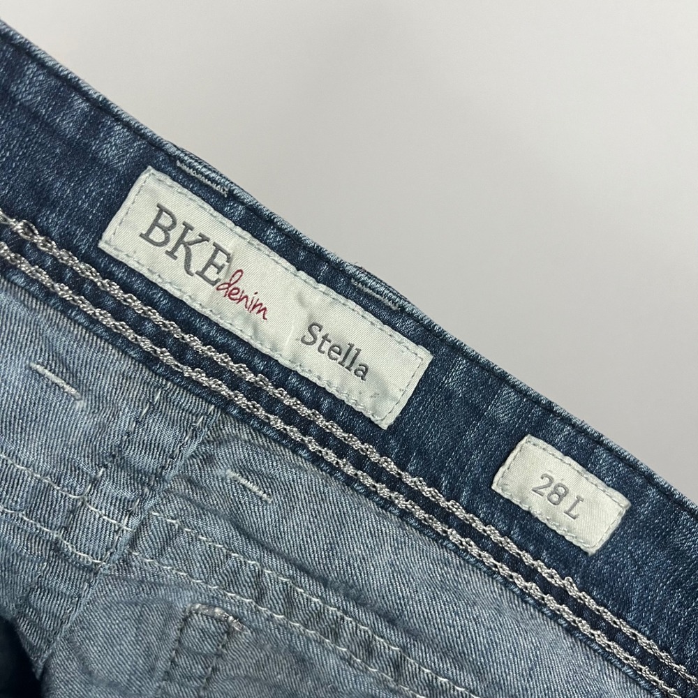 BKE Denim Pants Women Size 28 Long Stella Skinny Jeans Low Rise Dark Blue Denim - Picture 4 of 8